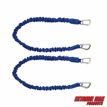 EXTREME MAX 3006.2779 BoatTector High-Strength Line SnubberStorage Bungee Value-12" w Compact Hooks Blue 3006.2779